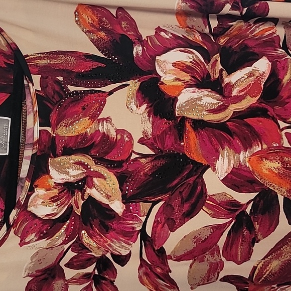 J M Collection Rhinestone Floral Top Sz 3X Artsy Event - Picture 2 of 8
